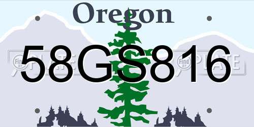 58GS816 Oregon License Plate