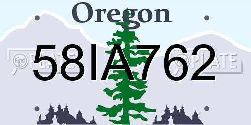 58IA762 Oregon License Plate