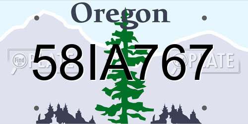 58IA767 Oregon License Plate