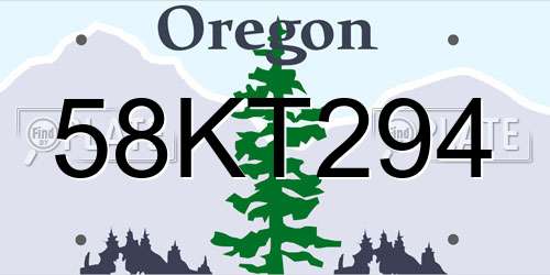 58KT294 Oregon License Plate