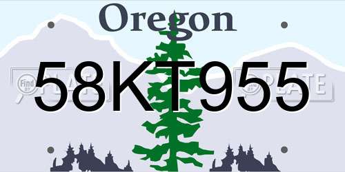 58KT955 Oregon License Plate