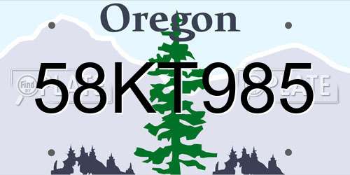 58KT985 Oregon License Plate