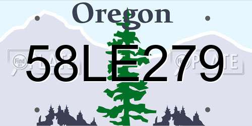 58LE279 Oregon License Plate