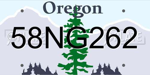 58NG262 Oregon License Plate