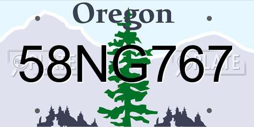 58NG767 Oregon License Plate