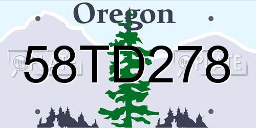 58TD278 Oregon License Plate