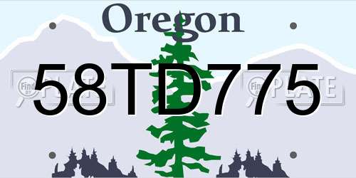 58TD775 Oregon License Plate
