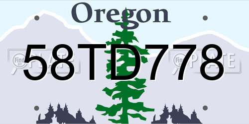 58TD778 Oregon License Plate