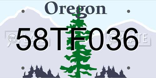 58TF036 Oregon License Plate
