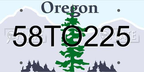 58TO225 Oregon License Plate