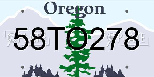 58TO278 Oregon License Plate