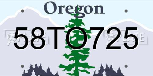 58TO725 Oregon License Plate
