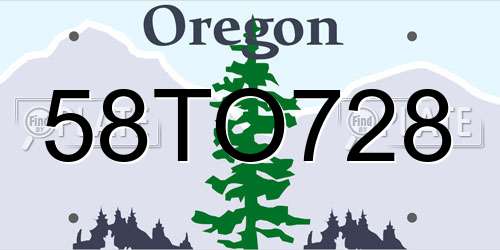 58TO728 Oregon License Plate