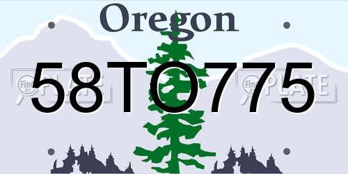58TO775 Oregon License Plate