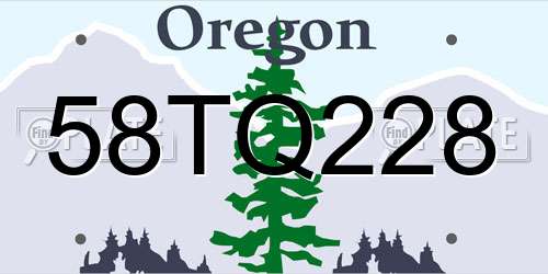 58TQ228 Oregon License Plate