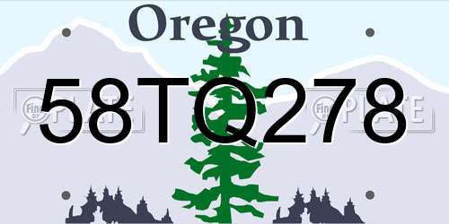 58TQ278 Oregon License Plate