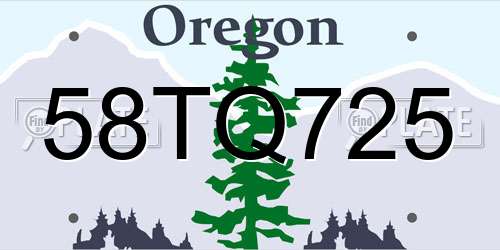58TQ725 Oregon License Plate