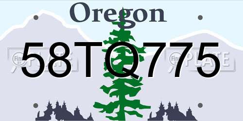 58TQ775 Oregon License Plate