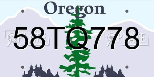 58TQ778 Oregon License Plate