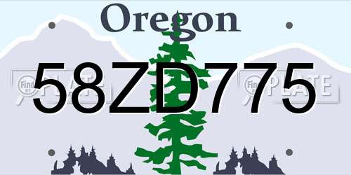 58ZD775 Oregon License Plate