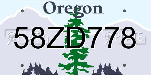 58ZD778 Oregon License Plate
