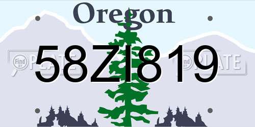 58ZI819 Oregon License Plate