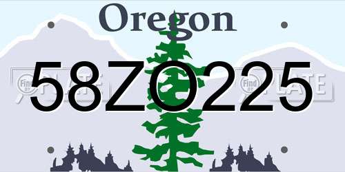 58ZO225 Oregon License Plate