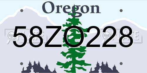 58ZO228 Oregon License Plate