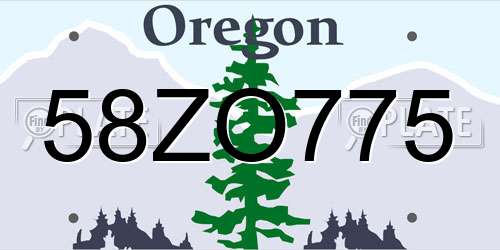 58ZO775 Oregon License Plate