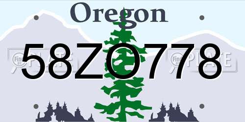58ZO778 Oregon License Plate