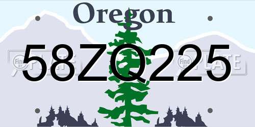 58ZQ225 Oregon License Plate