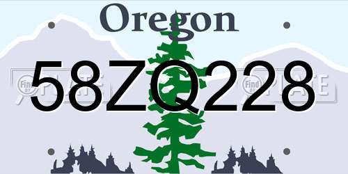 58ZQ228 Oregon License Plate