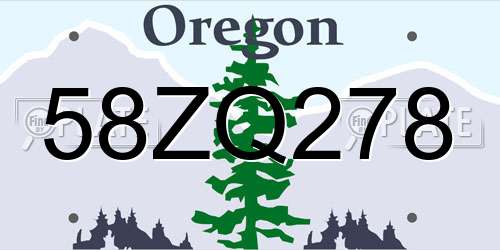 58ZQ278 Oregon License Plate