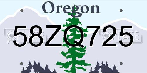 58ZQ725 Oregon License Plate