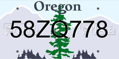 58ZQ778 Oregon License Plate