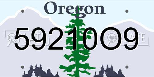 59210O9 Oregon License Plate
