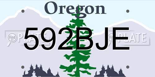 592BJE Oregon License Plate
