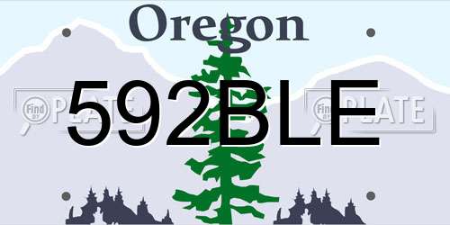 592BLE Oregon License Plate