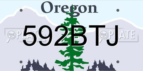 592BTJ Oregon License Plate