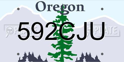 592CJU Oregon License Plate