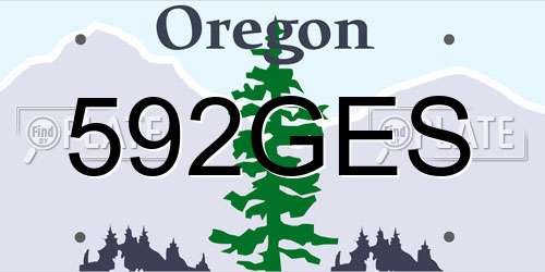 592GES Oregon License Plate