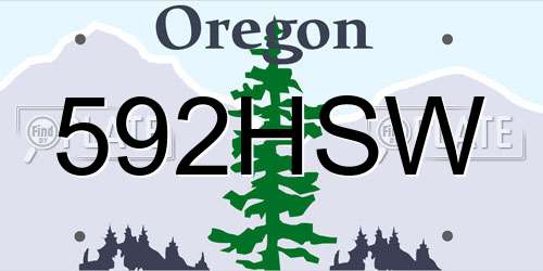592HSW Oregon License Plate