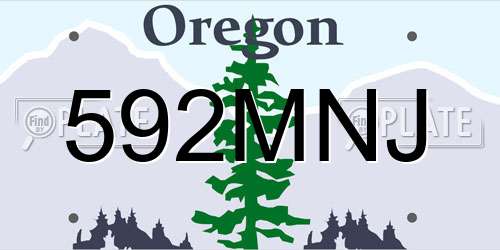 592MNJ Oregon License Plate