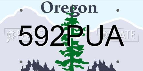 592PUA Oregon License Plate