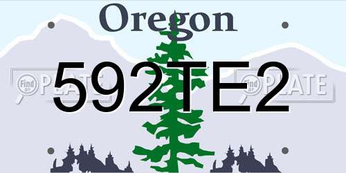 592TE2 Oregon License Plate