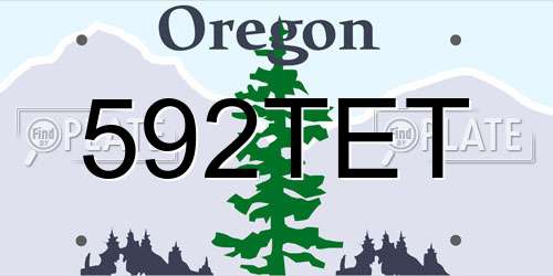 592TET Oregon License Plate