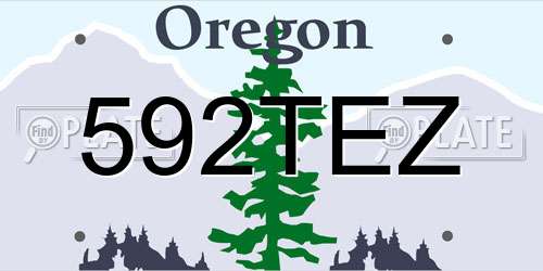 592TEZ Oregon License Plate