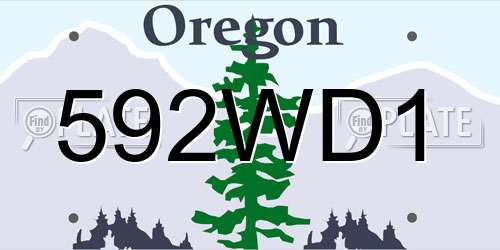592WD1 Oregon License Plate