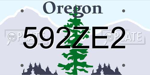 592ZE2 Oregon License Plate