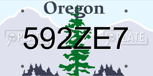 592ZE7 Oregon License Plate